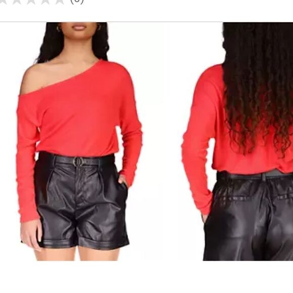 Sanctuary Love Sign One-Shoulder Top in
Sunset Red, long sleeve Size X-Large - Picture 1 of 7